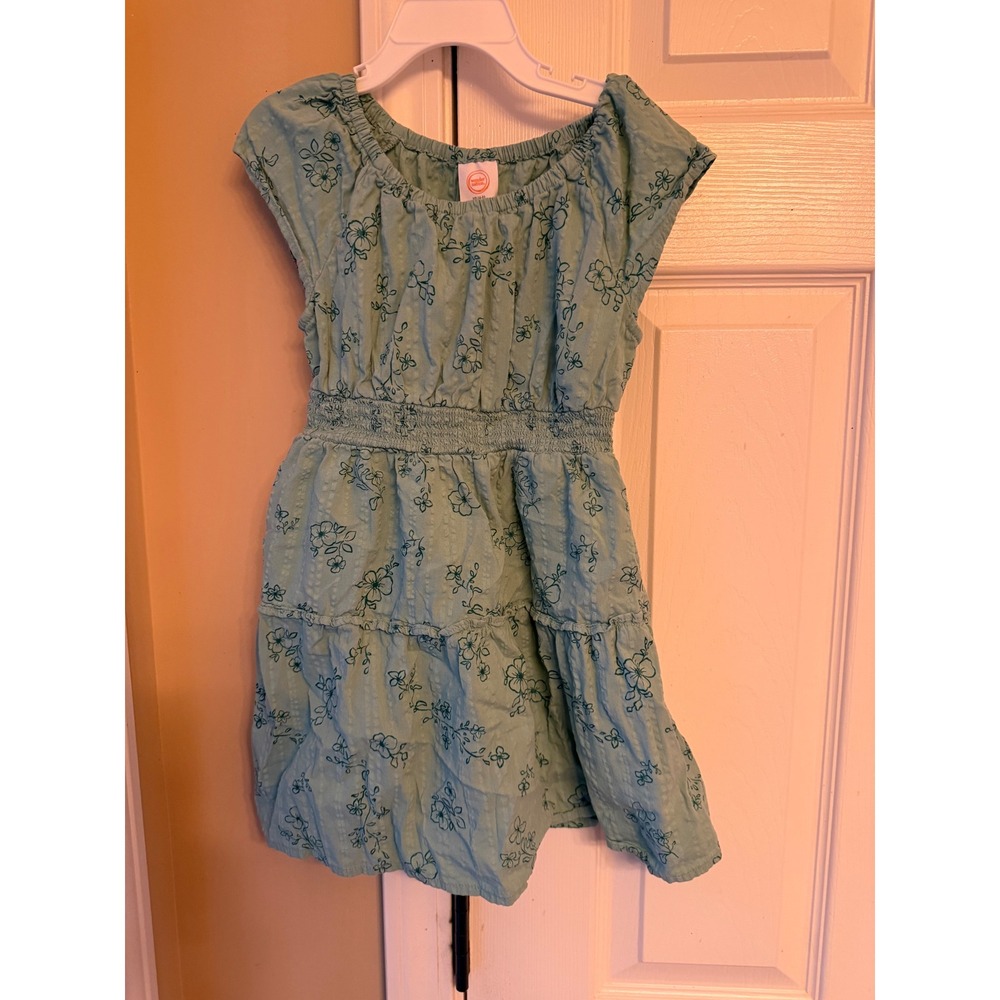 Girls green floral dress